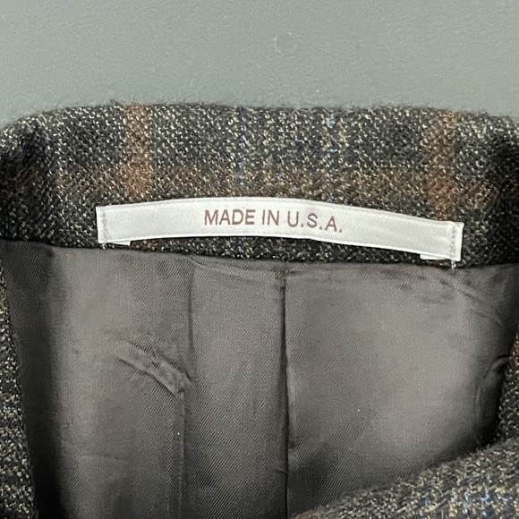 Hickey Freeman Wool Blazer Sport Coat Mens 44R Brown Windowpane Plaid 2 Button - Picture 7 of 16